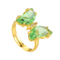 Shangjie Oem Anillo elegante Copper Glass Crystal Ring Hip Hop Fashion Jewellery Rings Gold Batled Butterfly Anéis